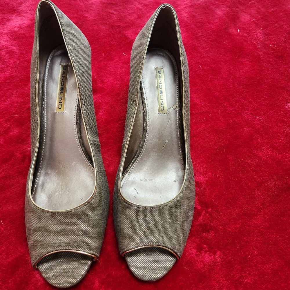 Gold and gold Trimmed Bandolino heels